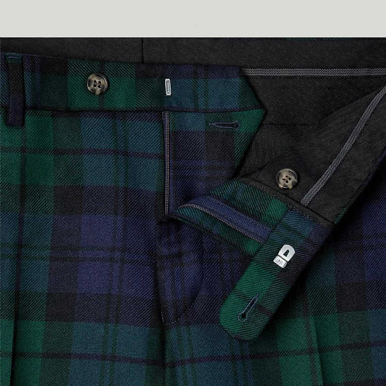 Black Watch Tartan Wool Unfinished Trouser - Image 2