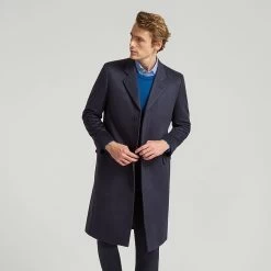 Navy Pure Cashmere Coat
