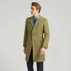 Mid Green Tweed Check Coat
