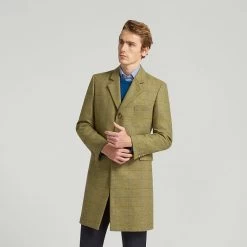 Sage Green Tweed Check Coat