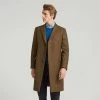 Brown Herringbone Wool Coat