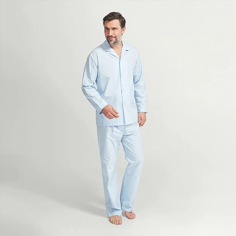 Plain Sky Blue Cotton Pyjama