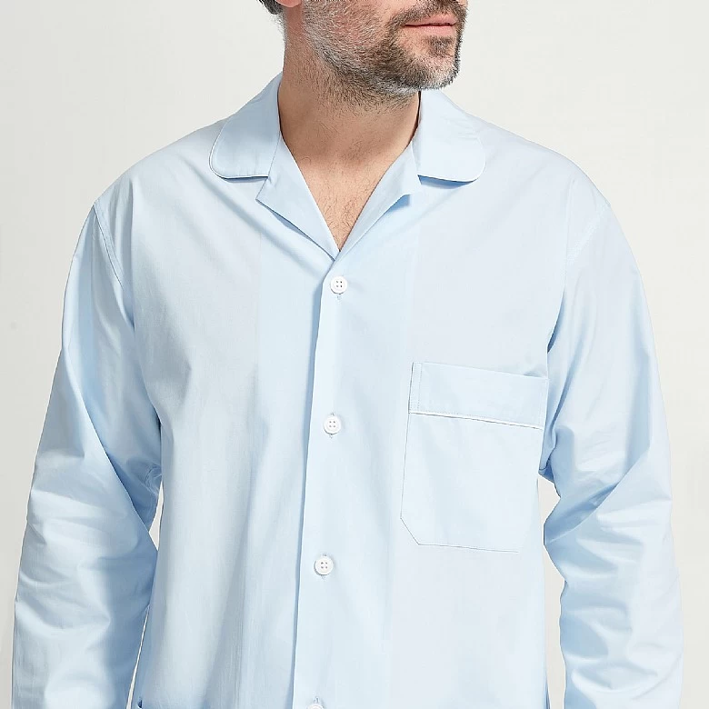 Plain Sky Blue Cotton Pyjama - Image 2