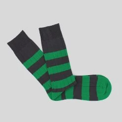 Green And Grey Stripe Cotton Sock