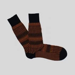 Burnt Orange Jacquard Cotton Sock