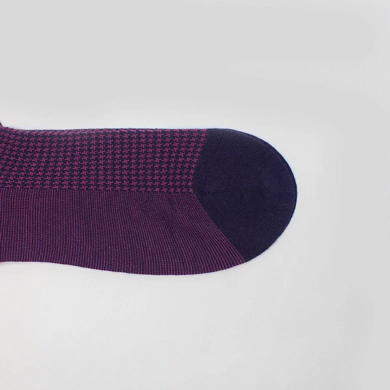Gold And Blue Houndstooth Wool Socks - Image 4