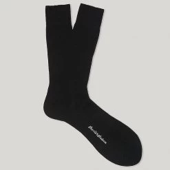 Black Short Merino Wool Socks