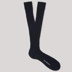 Navy Long Cotton Socks