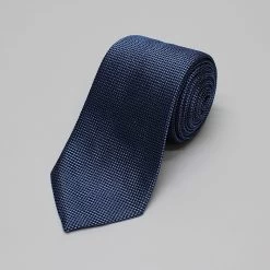 Mid Blue Plain Woven Silk Tie