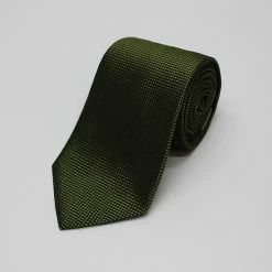 Olive Green Plain Woven Silk Tie