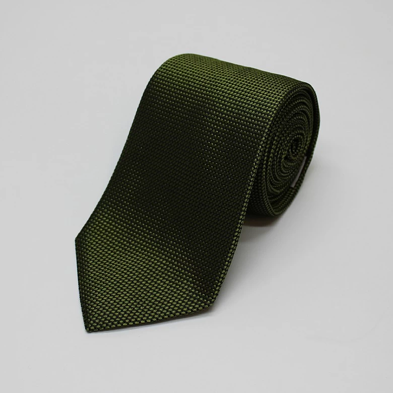 Olive Green Plain Woven Silk Tie