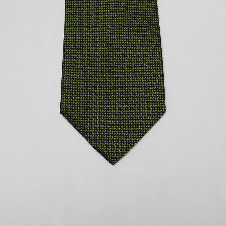 Olive Green Plain Woven Silk Tie - Image 2
