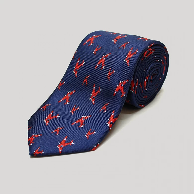 Navy Planes Printed Silk Tie