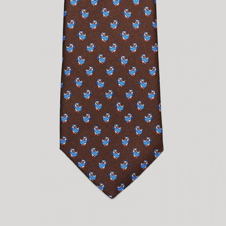 Brown Owls Printed Silk Tie - Image 2
