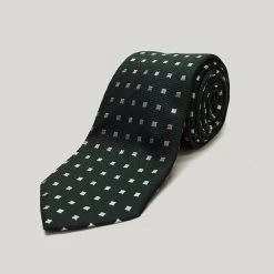 Green Diamonds Woven Silk Tie
