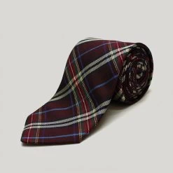 Burgundy Tartan Woven Silk Tie