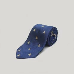 Navy Ducks Woven Silk Tie