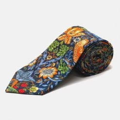 Blue Strawberry Thief Cotton Tie