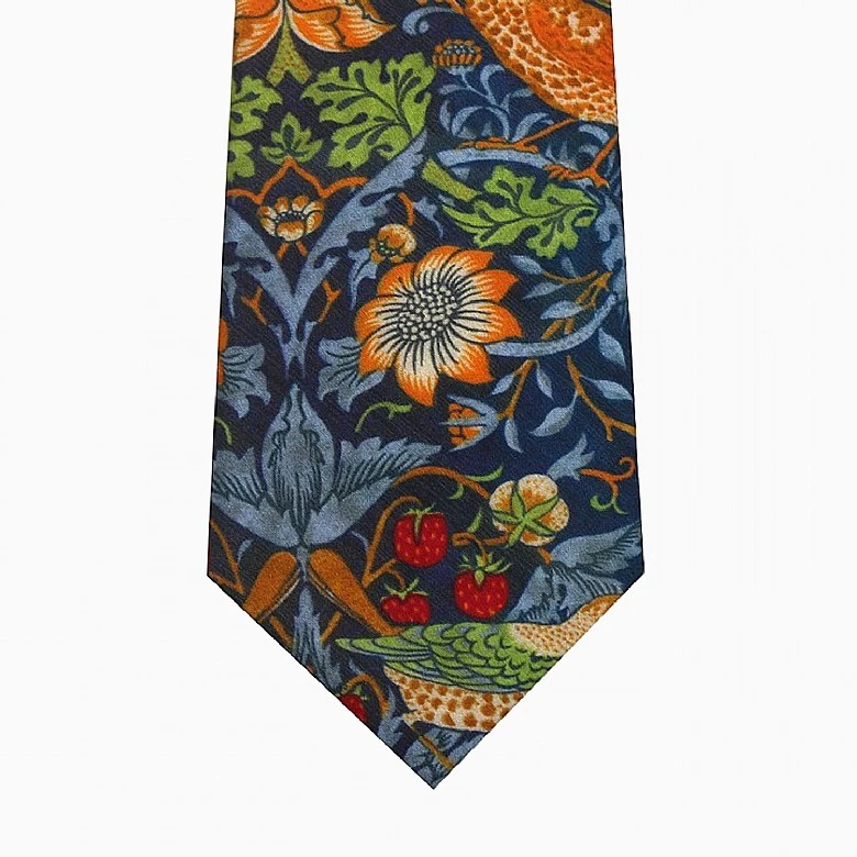 Blue Strawberry Thief Cotton Tie - Image 2