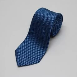 Blue Chequerboard Woven Silk Tie