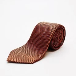 Orange Chequerboard Woven Silk Tie