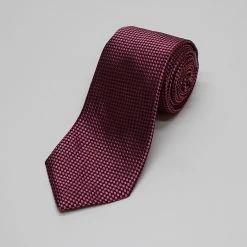 Pink Chequerboard Woven Silk Tie