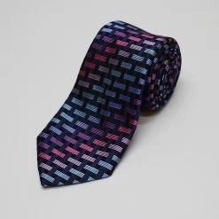 Navy Basketweave Woven Silk Tie