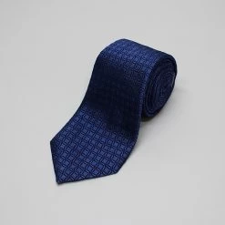 Navy Mosaic Woven Silk Tie