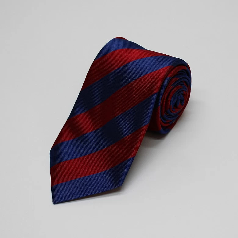 Navy And Red Stripe Woven Silk Tie