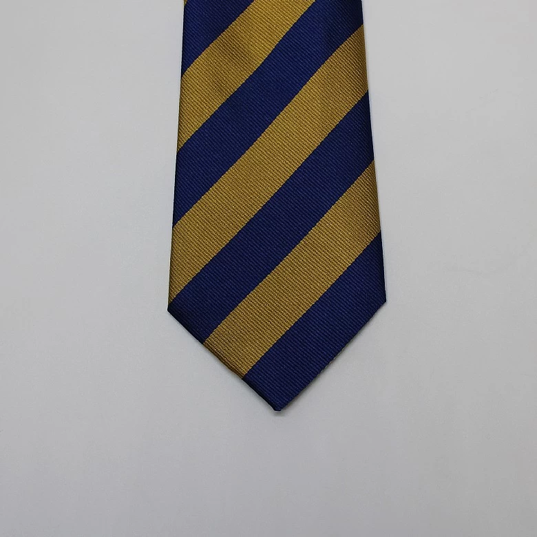 Navy And Red Stripe Woven Silk Tie - Image 3