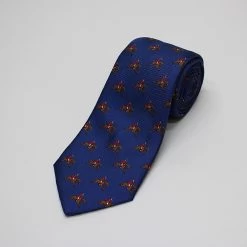 Blue Horses Printed Silk Tie