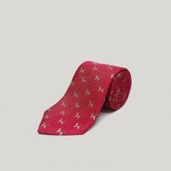 Red Dogs Printed Silk Tie