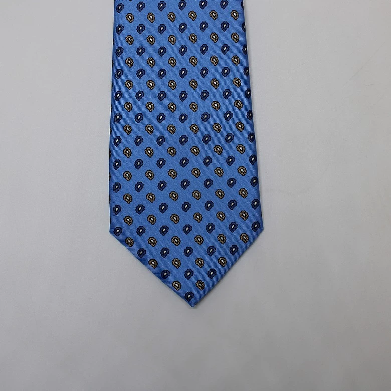 Navy Teardrop Printed Silk Tie - Image 3