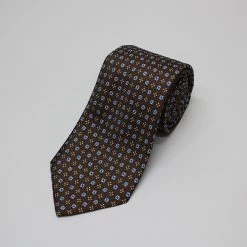 Brown Neat Printed Silk Tie