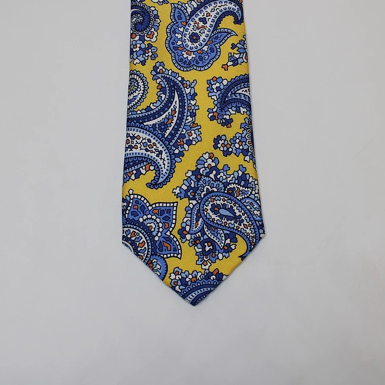 Orange Bright Paisley Printed Silk Tie - Image 4