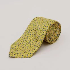 Yellow Butterflies Printed Silk Tie