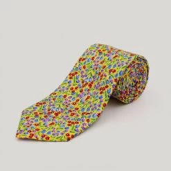 Yellow Tulips Printed Silk Tie