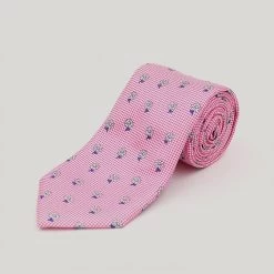 Pink Daisy Printed Silk Tie