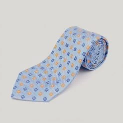 Blue 4 Leaf Clover Woven Silk Tie