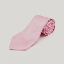 Pink Plain Woven Silk Tie