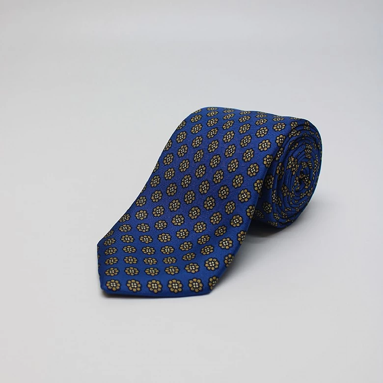 Blue Petals Printed Silk Tie