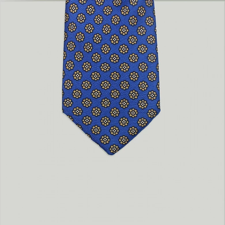 Blue Petals Printed Silk Tie - Image 2