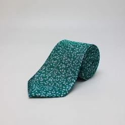 Green And Sky Vines Printed Silk Tie