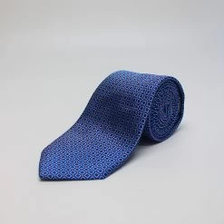Navy Lattice Woven Silk Tie