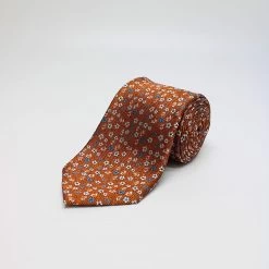 Orange Small Petals Woven Silk Tie