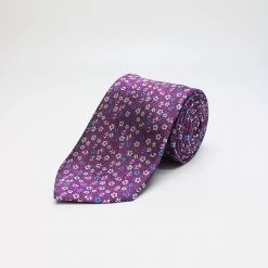 Purple Small Petals Woven Silk Tie