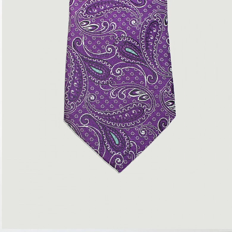 Purple Paisley Woven Silk Tie - Image 2