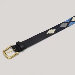 Black With Blue Polo Pattern Belt