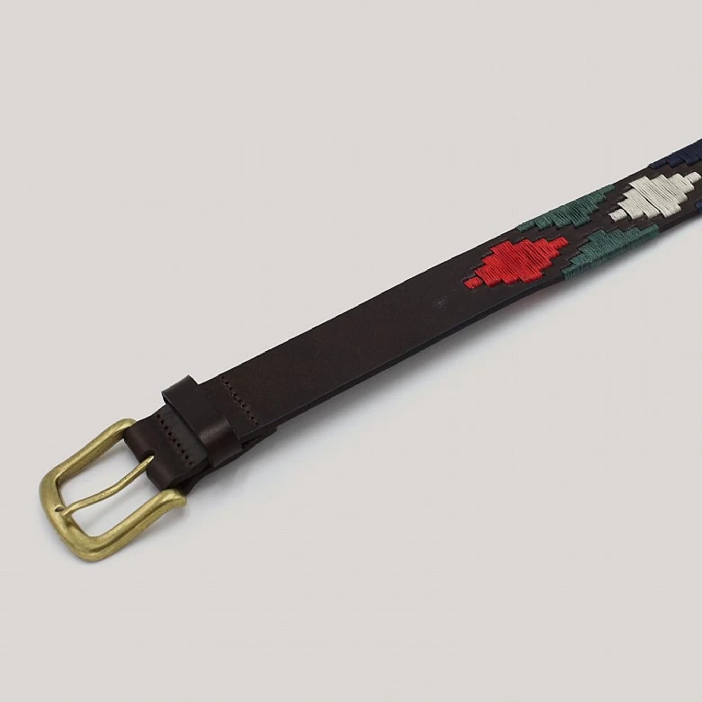 Brown With Red Polo Pattern Belt