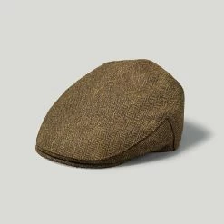 Green Herringbone Tweed Driver Cap